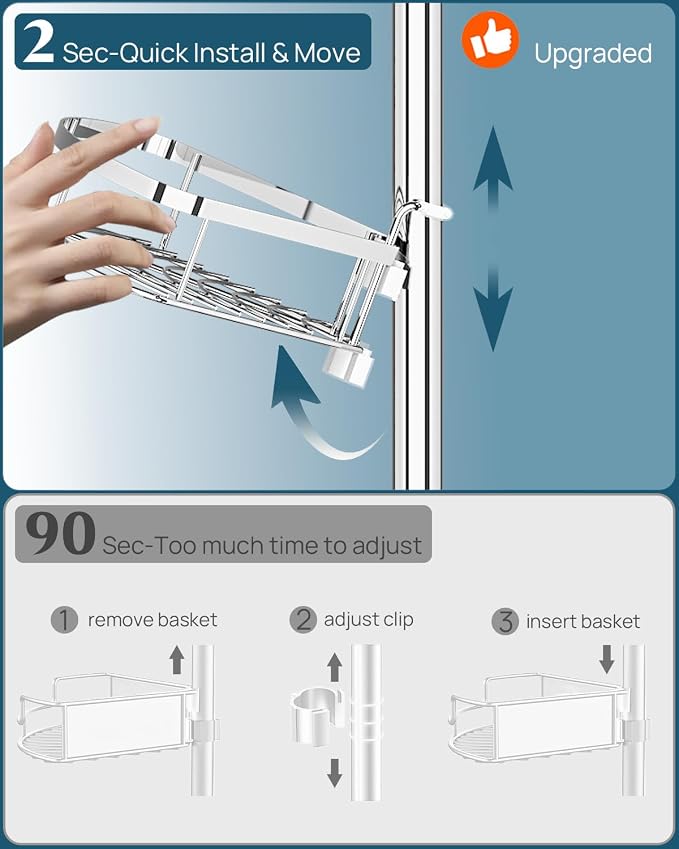 SEIRIONE Rustproof Shower Corner Caddy Organizer - Image 7