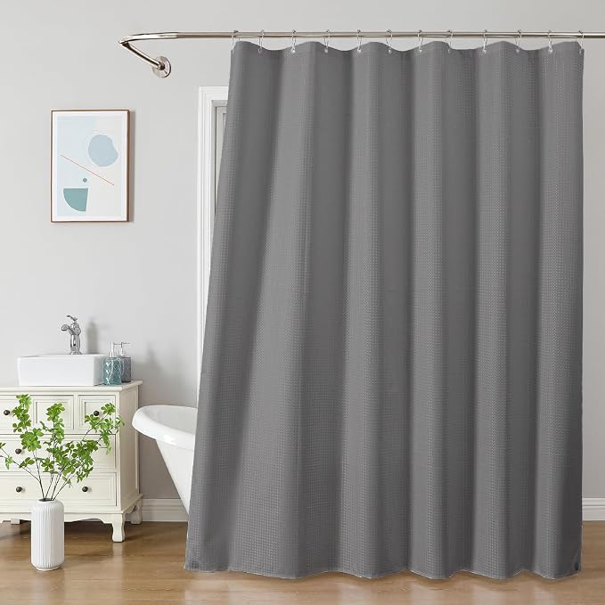 2-in-1 Waterproof Fabric Shower Curtain - Image 2