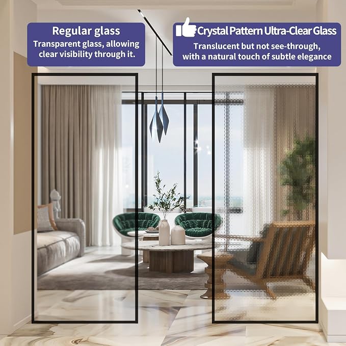 Dimaris Shower Door 34" X 78" Tempered Fluted Glass Framed Shower Screen Shower - Image 3