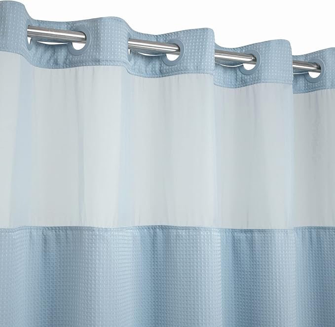River Dream Heavyweight No Hooks Required Dotted Waffle Weave Shower Curtain - Image 2