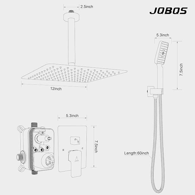 Shower System Modern Rain 8 inches Brass Faucet Set - Image 6