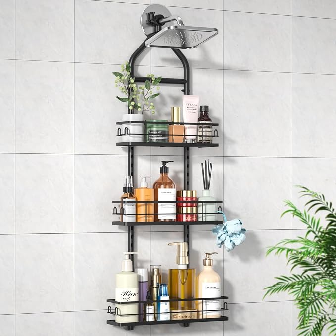 3 Tier Hanging Shower Head Caddy, Adjustable Hanging Shower Caddy Over by Unknown