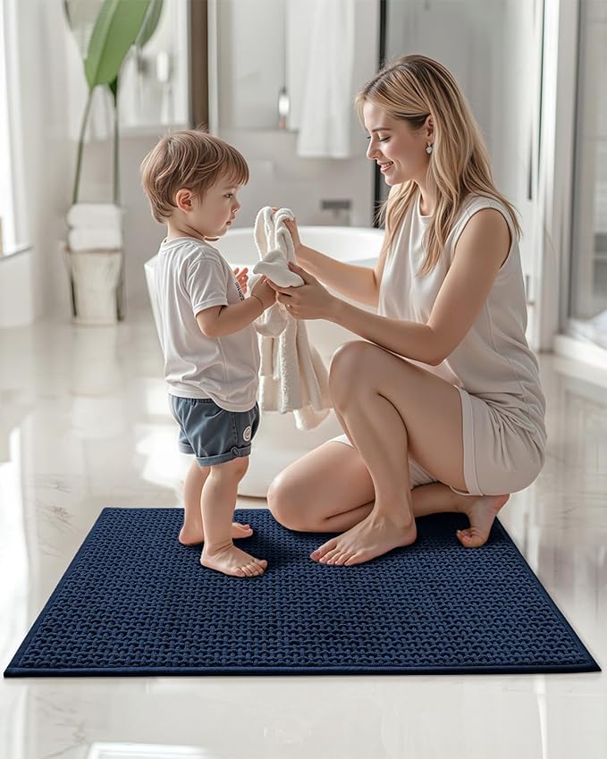 Color&Geometry Rubber Backed Waffle Bath Mat Non Slip Machine Washable Bathroom - Image 8