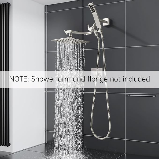 G-Promise All Metal 10" Dual Square Shower Head Combo | Rain Shower Head | - Image 2