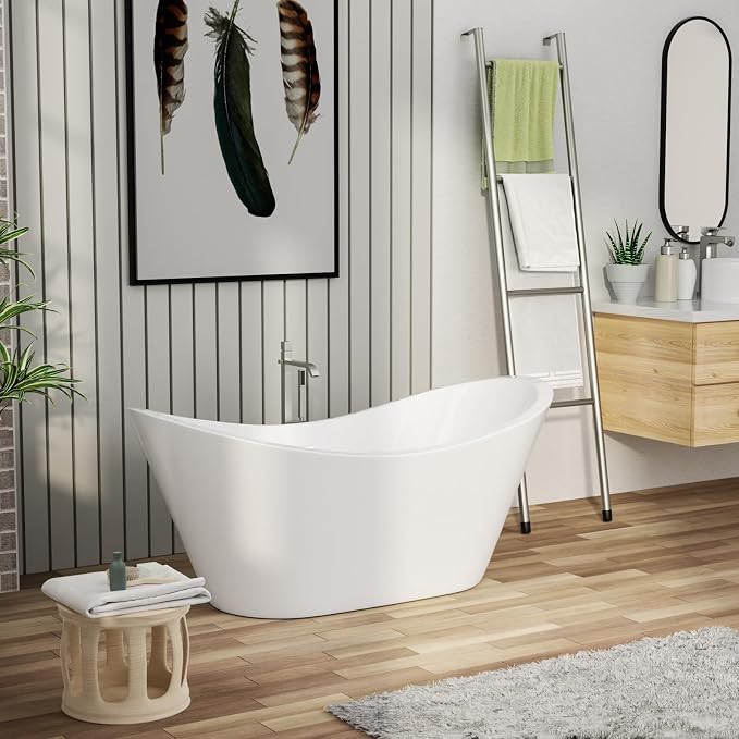 59 Inch Acrylic Freestanding Soaking Bathtub - Image 8