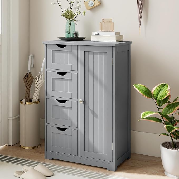 Tangkula Bathroom Floor Cabinet, Freestanding Storage Cabinet - Image 5