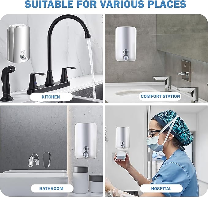 2 Pack 1000ml Hand Soap Dispenser, Commercial Soap Dispenser Wall Mounted - Image 8