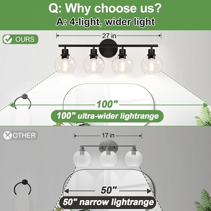 2025 Upgrade 4-Light Bathroom Light Fixtures, Vanity Lights - Image 3