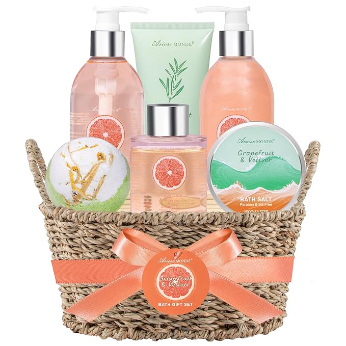 Gift Baskets for Women-7pc Bath Gift Set or Women, Relaxing And Uplifting Spa by Ariosemonde