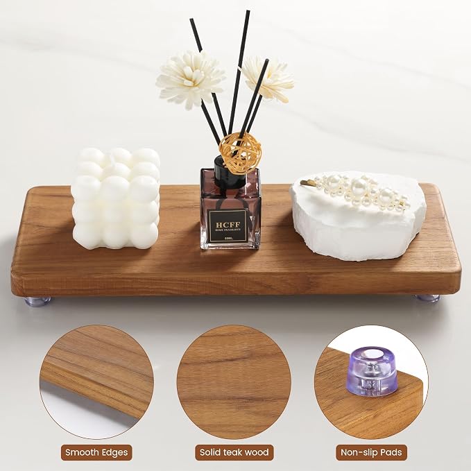 12.6"x5" Solid Teak Wood Riser & Tray - Image 7