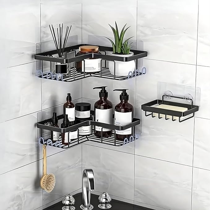 Shower Caddy Corner Shelf with Soap Holder, No Drill Adhesive Wall Mounted with by Unknown
