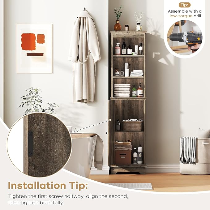 Narrow Bathroom Storage Cabinet - Image 9