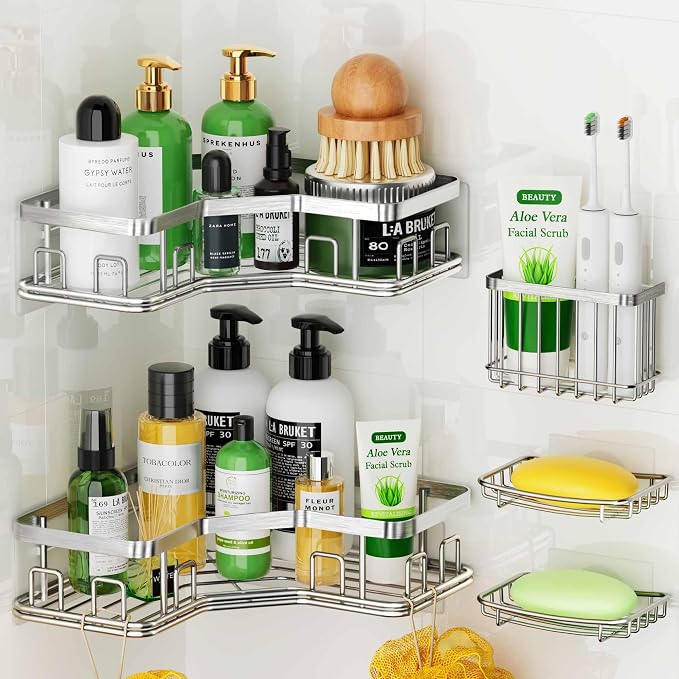 MAXIFFE 5 Pack X-Large Corner Shower Caddy, by MAXIFFE