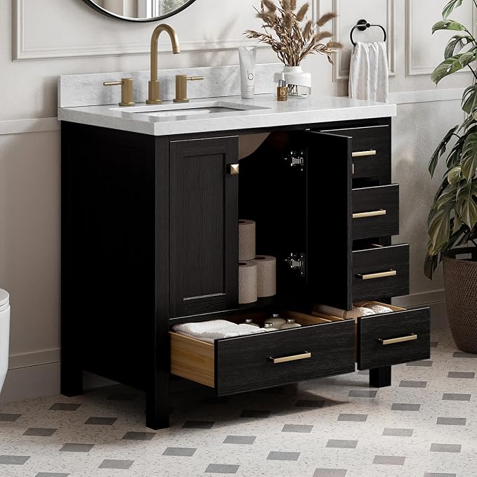 ARIEL Cambridge 37 Inch Single Rectangular Sink Bathroom Vanity - Image 2