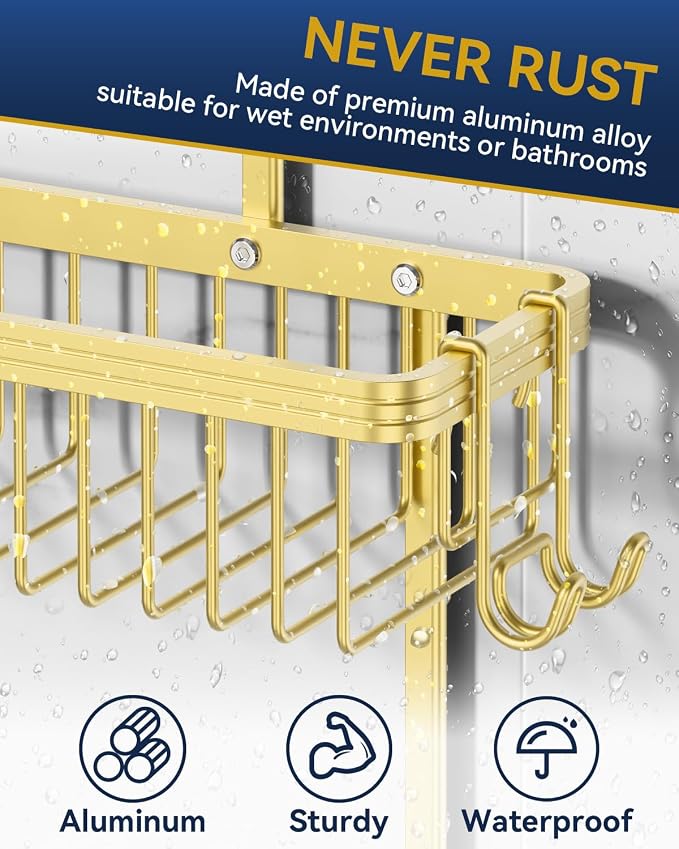 YASONIC Shower Caddy Hanging, Never Rust Shower Organizer Hanging, Aluminum - Image 4