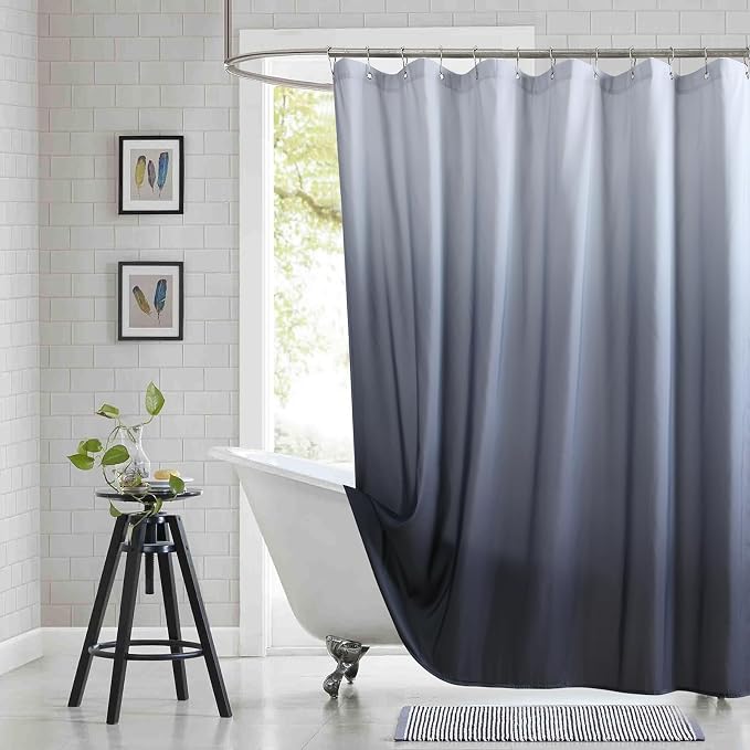 Grey Shower Curtain, Modern Waterproof Bathroom Curtains by BESTRIPES