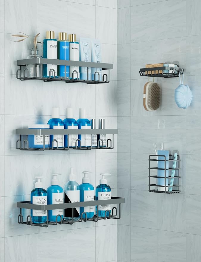 GVY Shower Caddy 5 Pack, Adhesive Shower Organizer Bathroom Shelves, Rustproof by GVY