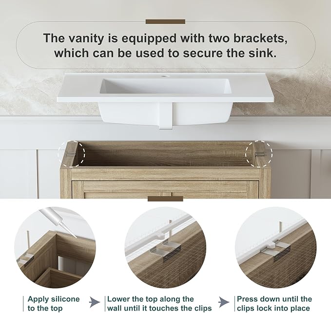 30 "Bathroom Vanity with Sink, Modern Bathroom Single Sink Vanity, Bathroom - Image 6