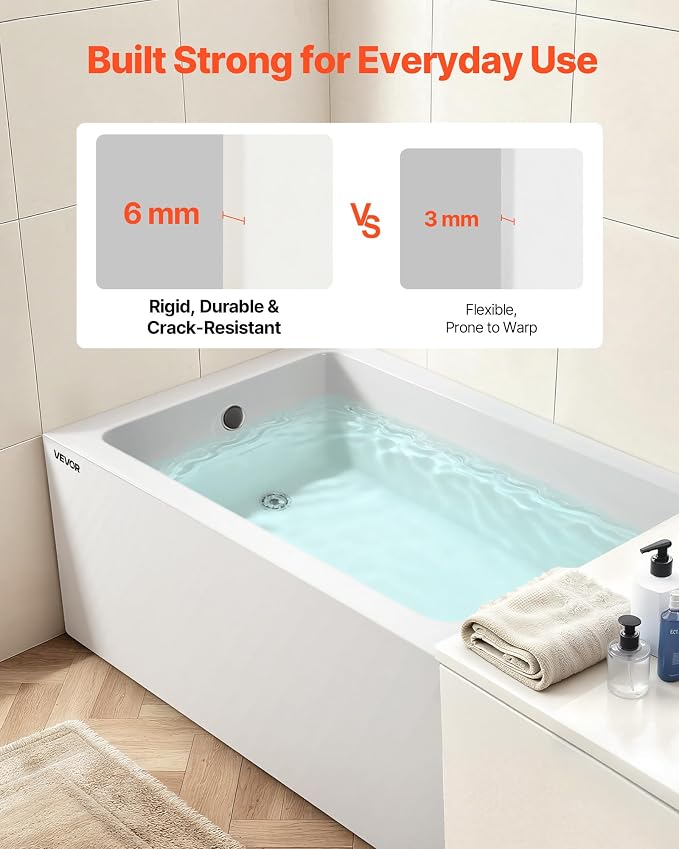 VEVOR Alcove Bathtub, Soaking Bath Tub - Image 4