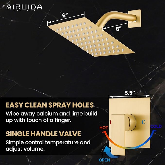 Airuida Shower Faucet Set Bathroom Rain Shower System SUS304 Stainless Steel - Image 3
