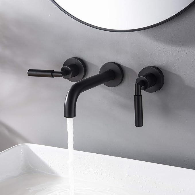 RBROHANT Matte Black Wall Mount Bathroom Faucet, Wall Mounted Sink Faucet - Image 2