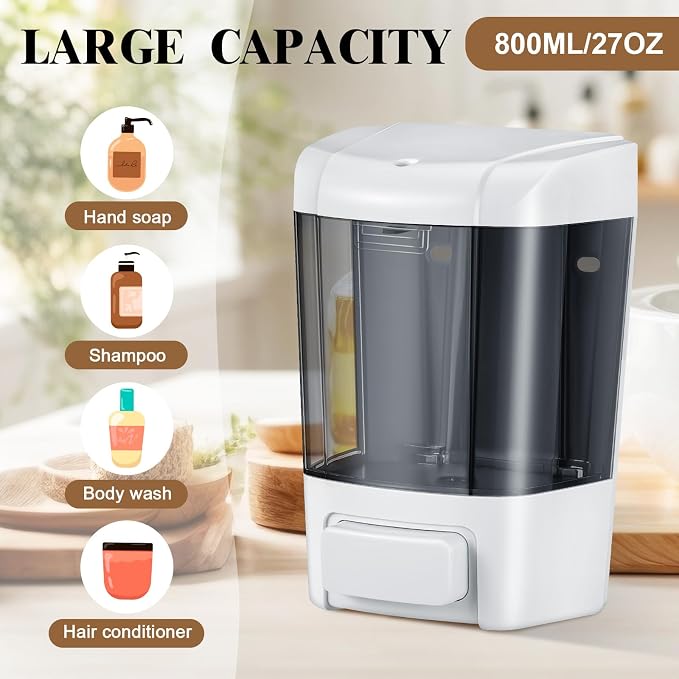 Hushee 4 Pcs Plastic Wall Mounted Soap Dispenser Commercial Manual Soap - Image 4