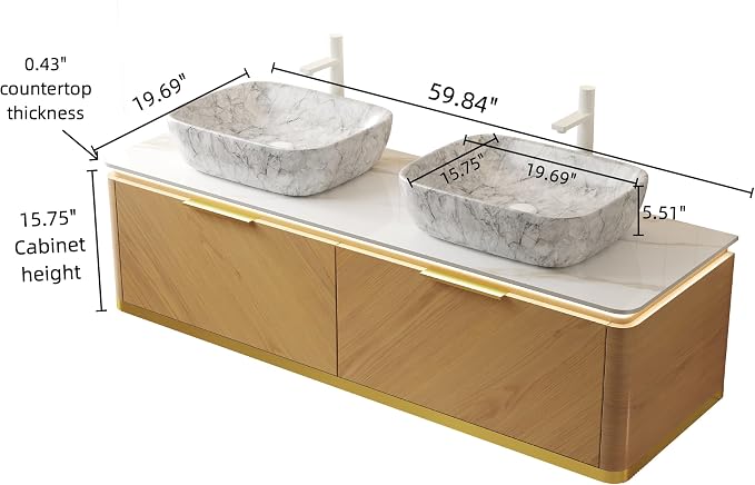 60” Floating Double Sink Bathroom Vanity - Image 2