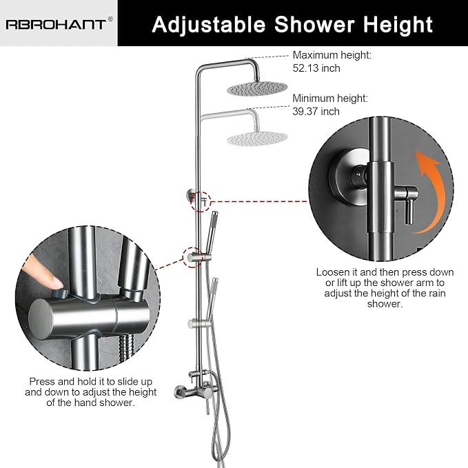 RBROHANT Outdoor Shower, Wall Mount Outdoor Shower Kit, Outside Shower Faucet - Image 3