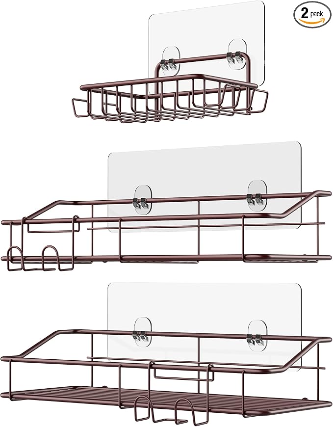 Nieifi Shower Caddy Shelf with Hooks Storage Rack Organizer Adhesive Stainless by Nieifi