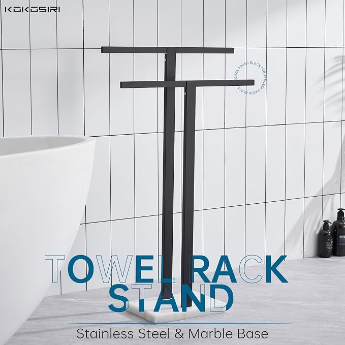 KOKOSIRI Bathroom Towel Rack 2-Tier Standing Towel Racks - Image 5