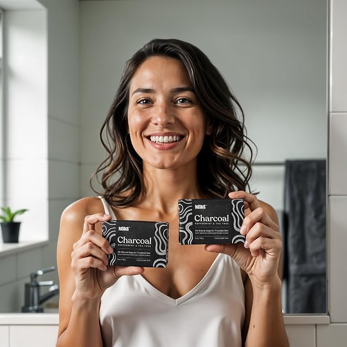 Keika Charcoal Black Soap Bar for Eczema, Men Women Teens - Image 8