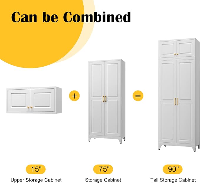 Steeloong90“ Kitchen Pantry Cabinet, Metal Storage Cabinets - Image 5