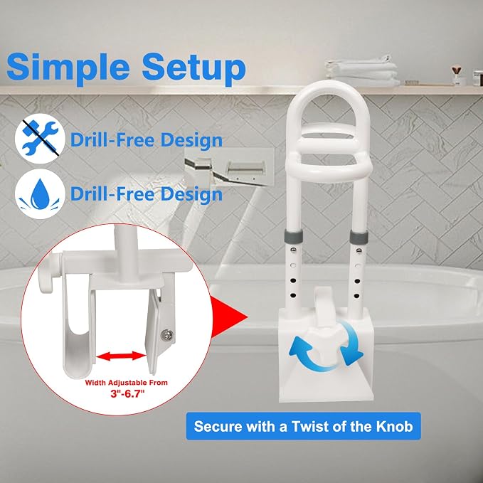 Adjustable Bathtub Safety Rail, Shower Grab Bars Handle - Image 2