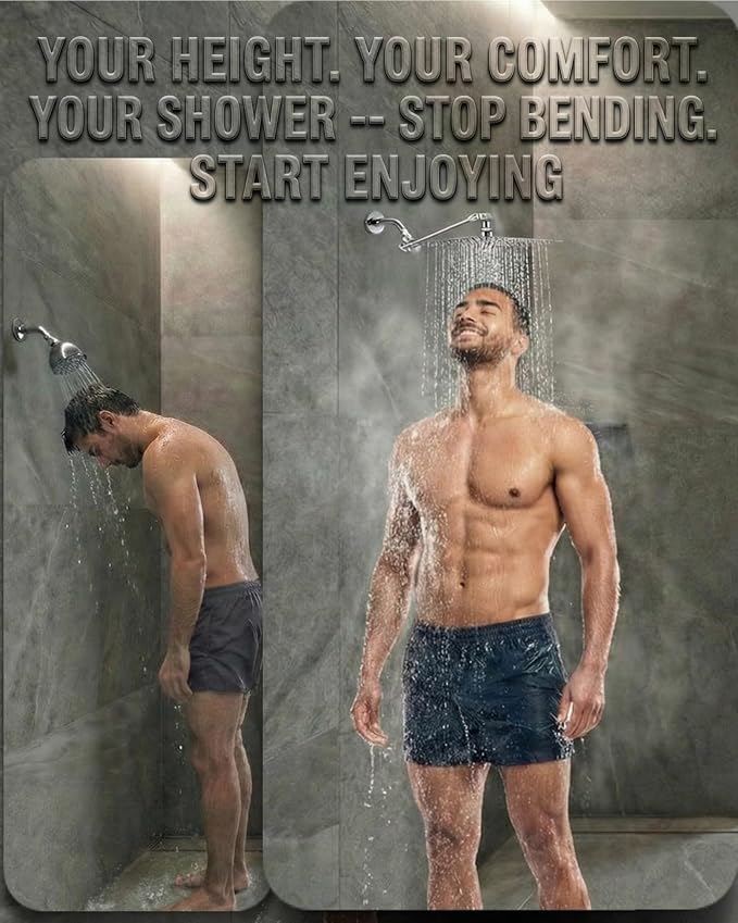 All Metal Rain Fixed Shower Head, 12 * 8'' High Pressure Rainfall Rectangle - Image 3