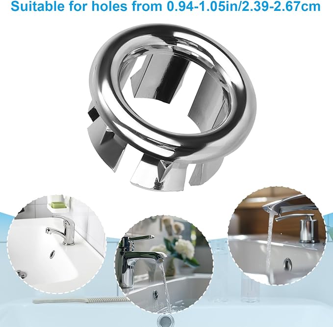 6pcs Sink Overflow Ring, Chrome Plated Bathroom Sink Overflow Trim Ring Cover - Image 4