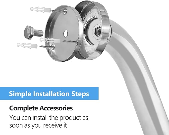 Shower Grab Bar, 2 Pack 39.4 Inch Bathroom Grab Bar, 304 Stainless Steel 1.25" - Image 3