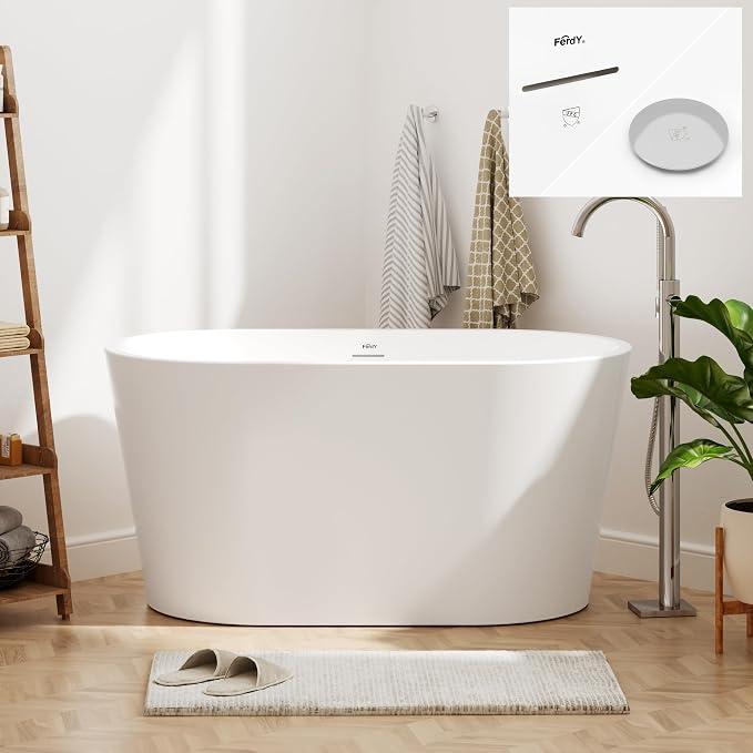 FerdY Shangri-La 47" Acrylic Freestanding Bathtub, Small Classic Oval Shape by FerdY