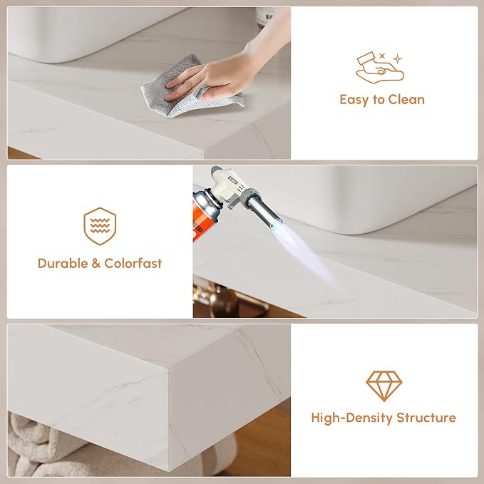 40" Floating Bathroom Vanity, Wall-Mounted Storage Cabinet Single Piece Set - Image 5