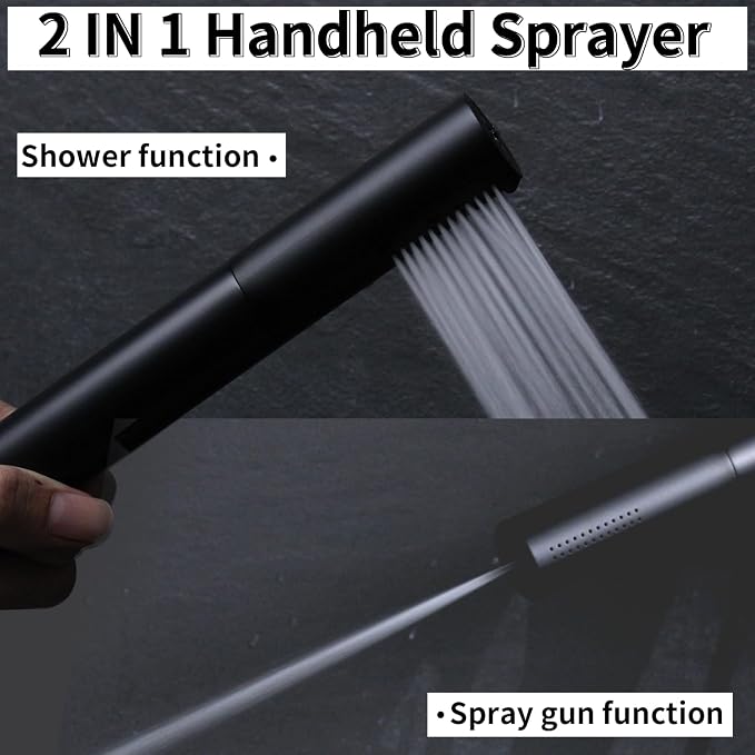 AYIVG Matte Black Finish Round Brass 2 In 1 Function High Pressure Handheld - Image 2