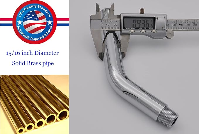 Aquaiaw Shower Arm and O-Ring Flange, 6 inch, Solid Brass, Both Soldered 1/2 - Image 3