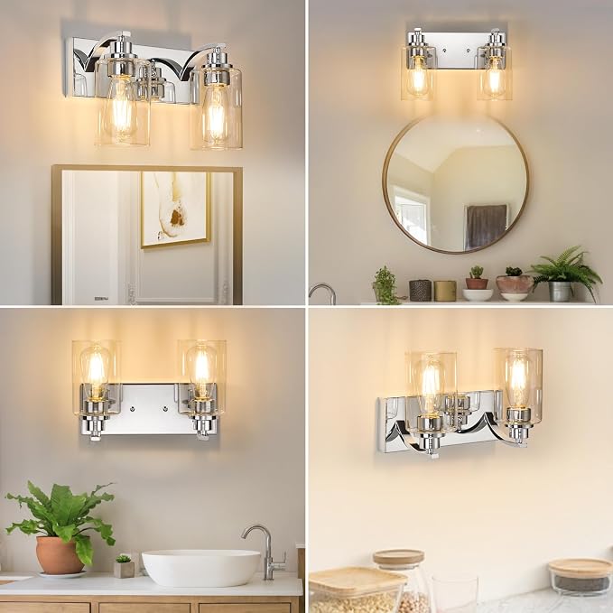 2-Light Bathroom Light Fixtures Modern Chrome Vanity Lights - Image 7