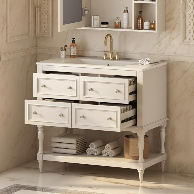 36 Inch Beige Bathroom Vanity - Image 3