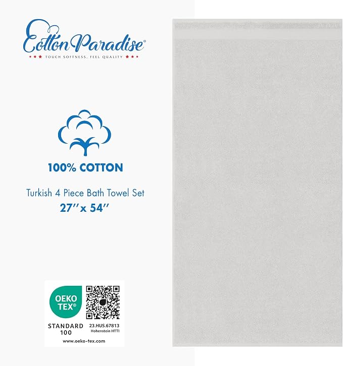 Cotton Paradise 4 Piece Turkish Bath Towels - Image 5