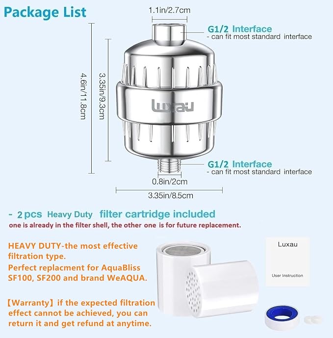 Heavy Duty Shower Filter, Chlorine Hard Water Filter Softener Purifier - Image 2