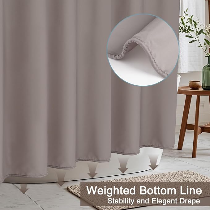 AooHome Standard Size Shower Curtain, Polyester Durable Solid Shower Curtain - Image 3