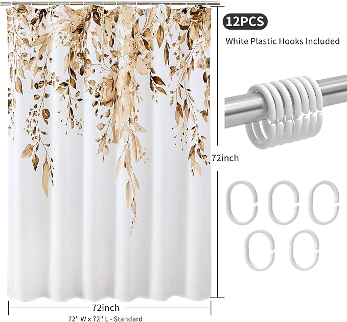 Colorful Star Brown Eucalyptus Waterproof Shower Curtain Set - Image 8