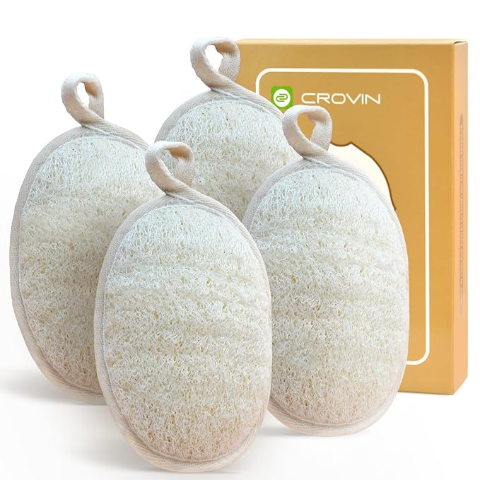 Natural Loofah Exfoliating Body Scrubber, Made by CROVIN