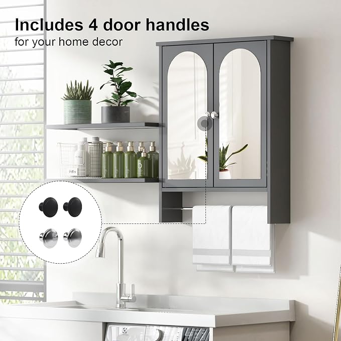 Bathroom Medicine Cabinet Mirror, Arched Bathroom Cabinet - Image 6