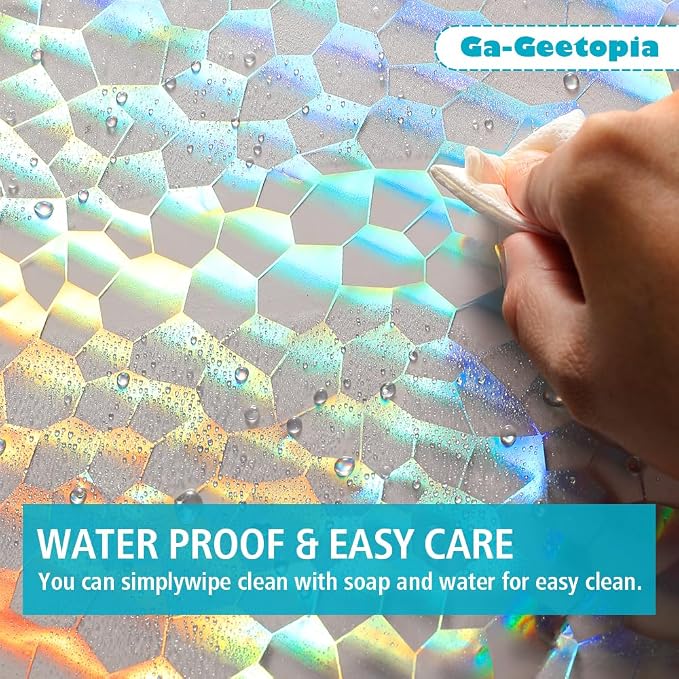 Holographic Thin 3D EVA Shower Curtain Liner Water Cube, 72x72 Premium Light - Image 4