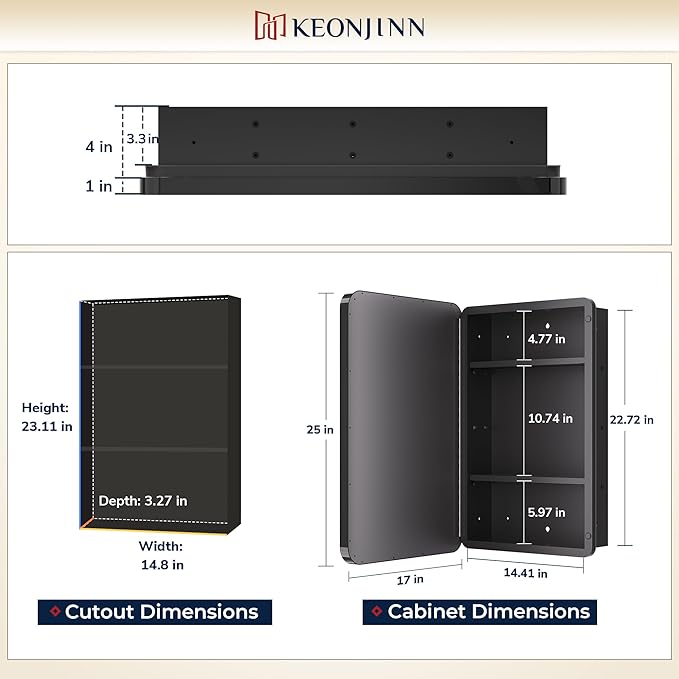 Keonjinn Gold Bathroom Medicine Cabinet - Image 2